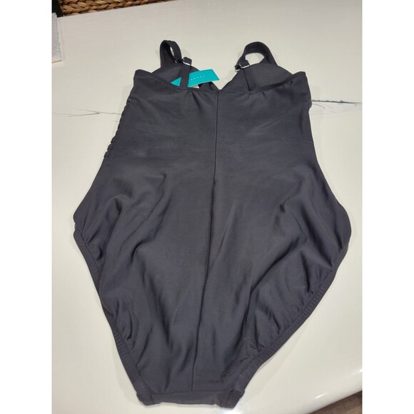 NWT Black Aqua Green Women's Swimsuit One piece Adjustable Strap Size M - Picture 10 of 12